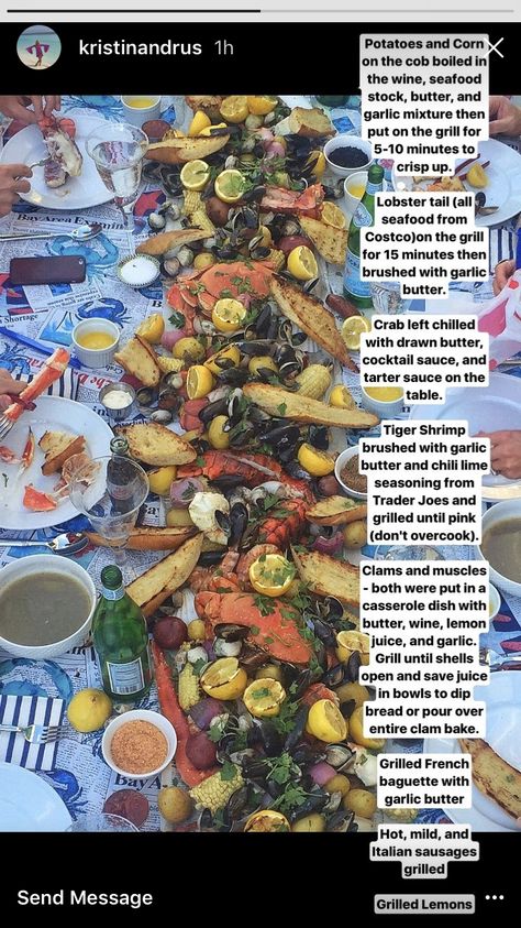 Clam Bake Menu Ideas, New England Seafood Boil, Indoor Seafood Boil Party, Seafood Boil Menu Party Ideas, Crab Bake Party Seafood Boil, Crab Boil Party Table Settings, Crab Boil Wedding, New England Clam Bake Party, Backyard Seafood Boil Party Ideas