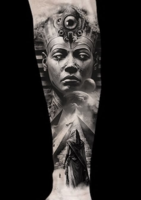 Egyptian Sleeve, Pharoah Tattoo, Egyptian Tattoo Designs, Cleopatra Tattoo, Pharaoh Tattoo, Egypt Tattoo Design, Tattoo Placement Arm, Horus Tattoo, Tato Dada