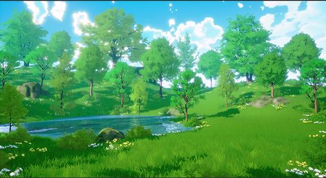 Unreal Stylized Environment, Unreal Engine Stylized, Stylized Game Environment, Foliage Reference, Stylized Forest, Stylized Tree, Forest Map, House Cartoon, 3d Inspiration