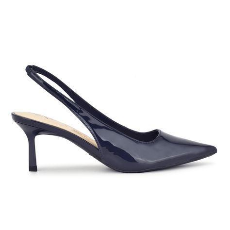 Kately 9x9 Slingback Pumps Heels Dark Blue, Blue Kitten Heels, Dark Blue Heels, Pointy Heels, Black Plum, Blue Heels, Dark Blue Color, Pretty Shoes, Slingback Pump