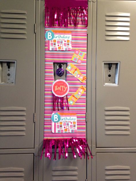 Decorate your locker for birthdays Locker Decor For Birthday Friends, Decorating Lockers For Birthdays, Locker Decorations For Birthday, Birthday Locker Decorations Friends, Locker Birthday Decorations, Birthday Locker Ideas, Locker Pranks, Birthday Locker Decorations, Birthday Locker