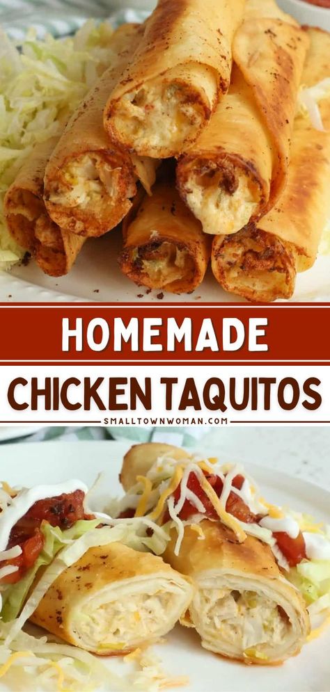 Turn to this simple dinner recipe if you're craving Mexican food! Fried to crispy perfection, these creamy homemade chicken taquitos are so much better than what you can get from a box. Check out the ways you can enjoy this main dish!