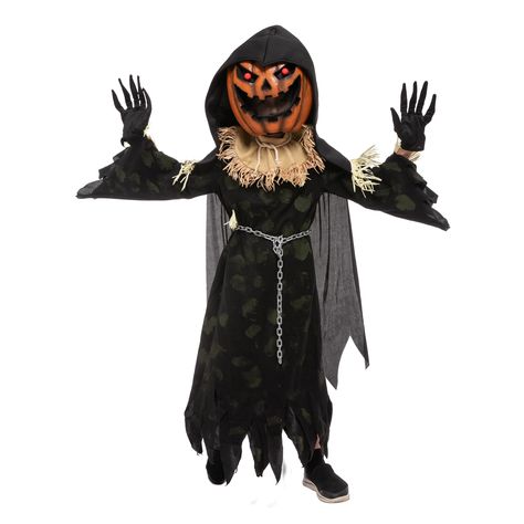 Evil Pumpkin Face, Pumpkin Head Costume, Scary Kids Costumes, Wicked Pumpkin, Ghoul Costume, Farmer Costume, Foam Mask, Halloween Outfits For Kids, Scarecrow Pumpkin