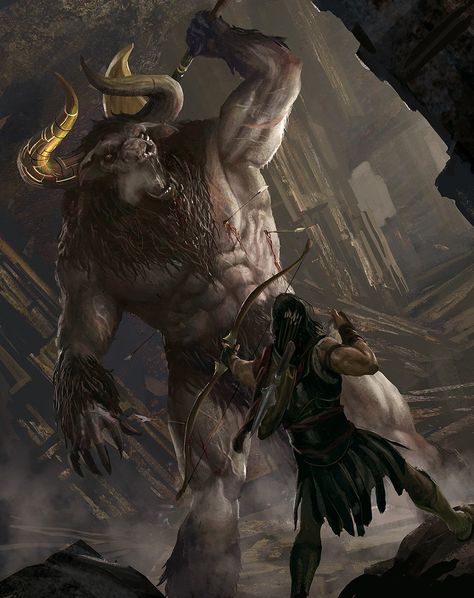 Dnd Theros, Minotaur Dnd, Monsters Mythology, Dnd Barbarian, Barbarian Dnd, Greek Monsters, Assassins Creed Artwork, Assassin's Creed Odyssey, Assassins Creed Art