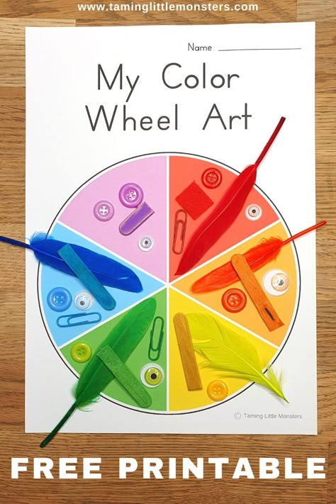 Color Wheel Lesson, Art For Preschoolers, Wheel Crafts, Color Wheel Art Projects, Color Wheel Art, Art Unit, Prek Crafts, Kindergarten Colors, Easy Art For Kids