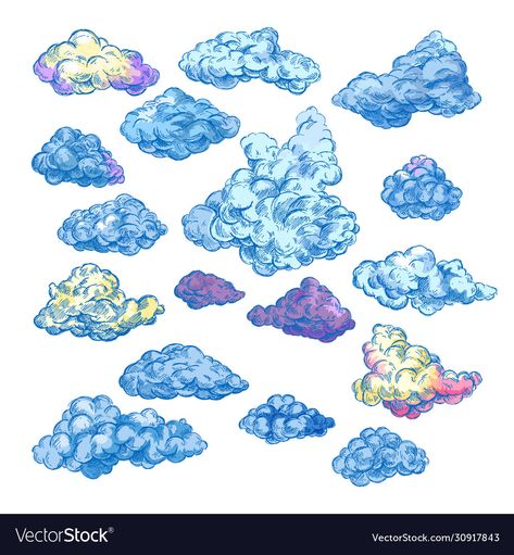 Clouds Sketch, Hatching Art, Sketch Cloud, Hatch Art, Icons Hand Drawn, Doodle Diary, Art Vector Illustration, Stormy Blue, Sketch Icon