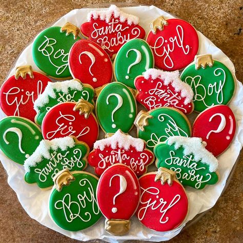 The Grinch Gender Reveal Ideas, Gingerbread Gender Reveal Cake, Elf Gender Reveal Ideas, Ginger Bread Gender Reveal Ideas, Ginger Bread Gender Reveal Theme, Gender Reveal Ideas For Christmas, Christmas Gender Reveal Cookies, December Gender Reveal Ideas For Party, The Grinch Gender Reveal