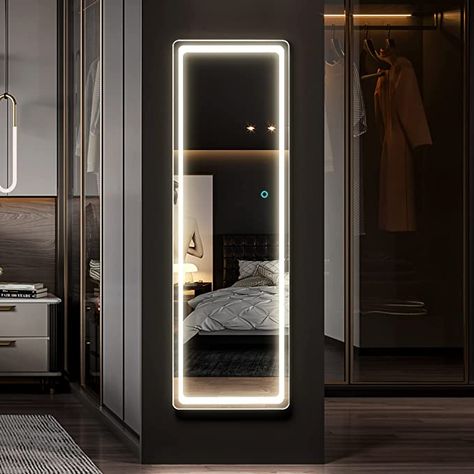 Full Length Mirror With Led Lights, Full Length Mirror With Lights, Mirror For Bedroom, Over The Door Mirror, Long Mirror, Full Length Mirror Wall, Full Body Mirror, Mirror With Led Lights, Frameless Mirror