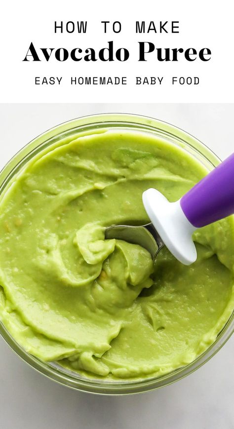 Baby Dinner Ideas, Avocado Baby Puree, How To Prepare Avocado, Avocado Baby Food, Avocado Puree, Easy Homemade Baby Food, Freeze Avocado, Baby Food Combinations, Food For Babies