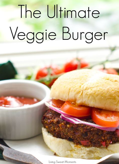 The Ultimate Veggie Burger - These vegan and GF  veggie burgers are so good!. They are a healthy alternative to the original hamburger. Made with quinoa and black beans. More on www.livingsweetmoments.com Homemade Vegan Burgers, Quinoa And Black Beans, Lentil Burger, Quinoa Veggie Burger, Vegan Burger Recipe, Veggie Burgers Recipe, Simply Quinoa, Veggie Burgers, Vegan Burgers