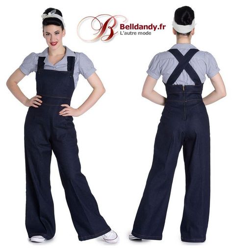 Mode Rockabilly, The 50s Fashion, Rockabilly Looks, Mode Rock, Overalls Vintage, Mode Retro, Fashion 50s, Rockabilly Outfits, Pin Up Outfits