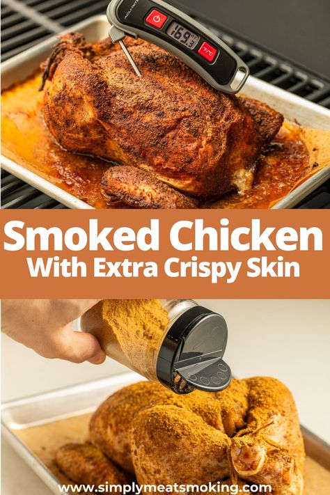 Smoked Whole Chicken Recipe (Traeger Whole Chicken) Traeger Whole Chicken, Whole Smoked Chicken, Traeger Chicken, Grilled Whole Chicken, Smoked Chicken Recipes, Smoked Whole Chicken, Whole Chicken Recipe, Cooking Whole Chicken, Whole Chicken Recipes