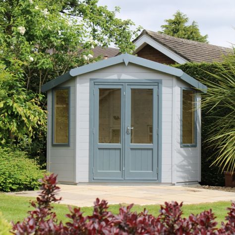 Clever and stylish designs from Olympian Garden Buildings: https://olympiangardenbuildings.co.uk/garden-summerhouses/corner-summer-houses/ Summerhouse Interiors Ideas, Summer Houses Uk, Corner Shed, Garden Sheds Uk, Small Summer House, Summer House Interiors, Corner Sheds, Corner Summer House, Pool Shed