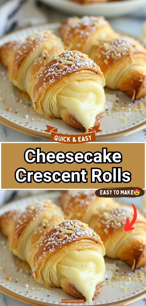 Ingredients: 2 cans (8 oz each) refrigerated crescent rolls Cream Cheese Crescent Roll Dessert Danishes, Crescent Roll Strawberry Dessert, Desert Crescent Roll Recipes, Cresent Roll Cheesecake Recipes Dessert, Dessert Recipes Crescent Rolls, Dessert Recipes With Crescent Rolls, Quick And Easy Baked Goods, Pillsbury Crescent Roll Recipes Desserts, Pilsbury Crescent Dessert Recipes