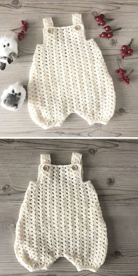 Crocheted Baby Clothes, Crochet Baby Items Free Patterns, Crochet Baby Romper Free Pattern, Crochet Baby Overalls, Newborn Crochet Patterns Free, Crochet Onesie, Crochet Baby Cocoon Pattern, Onesie Pattern, Crochet Baby Projects