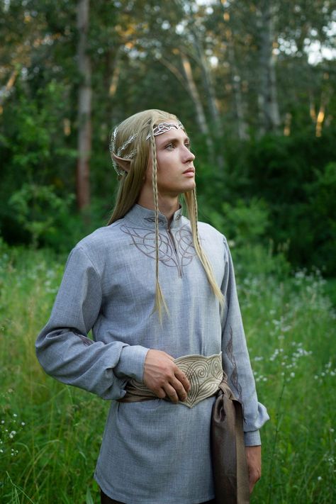 Fantasy Tunic, Cosplay Elf, Elven Clothing, Mens Tunic, Male Elf, Elf Man, Elf Cosplay, Elf Clothes, Larp Costume