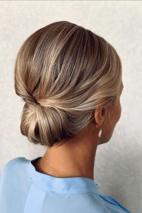 low buns, hairstyles, hair looks Smooth Updo, Low Bun Veil, Classic Low Bun Wedding Hair, Low Bun Wedding Hair Front View Middle Part, Soft Bun Hairstyles, Low Bun Bride Hair Front View, Low Bun Wedding Hair Face Frame, Low Elegant Bun, Low Bun Hairstyles Short Hair