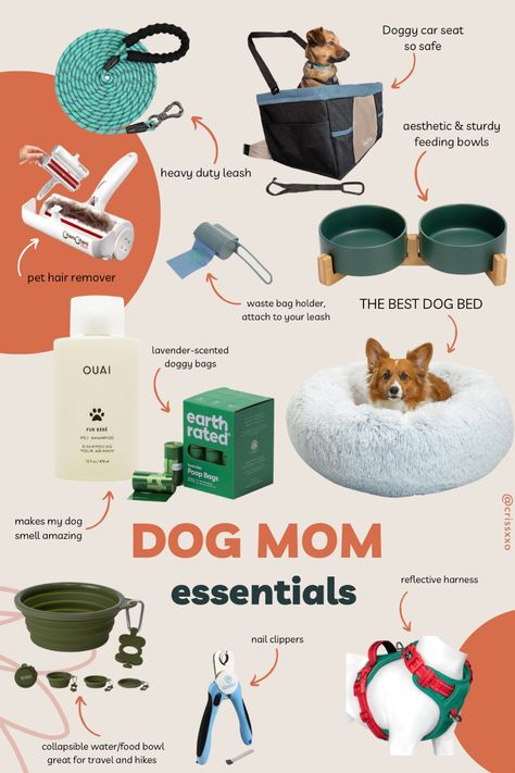 My essential dog products as a dog mom #dogs #dogmom #pets #dogessentials #animals #amazon #ilovemydog List Of Items For New Dog, Dog Hygiene Products, Dog Items Products, Dog Supplies Aesthetic, Dog Walking Essentials, Dog Essentials List, Dog Mom Essentials, Dog Bag Essentials, Best Dog Products