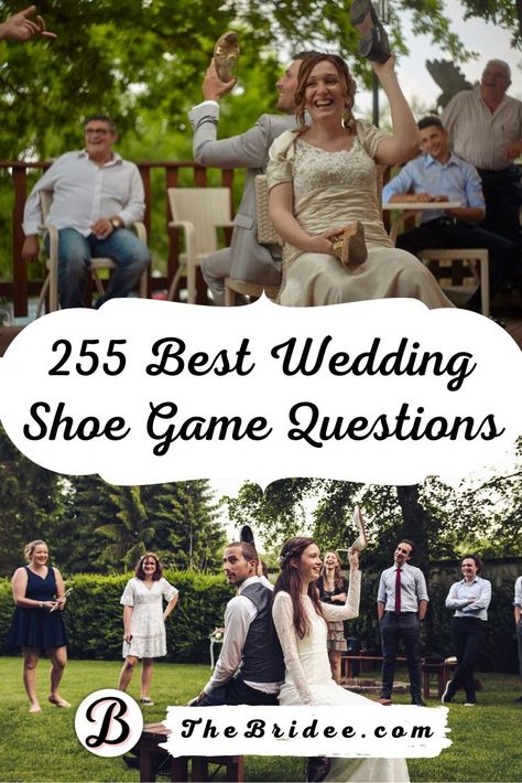 255 Best Wedding Shoe Game Questions (+ Rules + Printable) Wedding Shoe Game Questions, Ohio State Wedding, Shoe Game Questions, Couples Wedding Shower Games, Couple Party Games, Wedding Shoe Game, Wedding Emcee, Bridal Shower Games Funny, Foodie Wedding