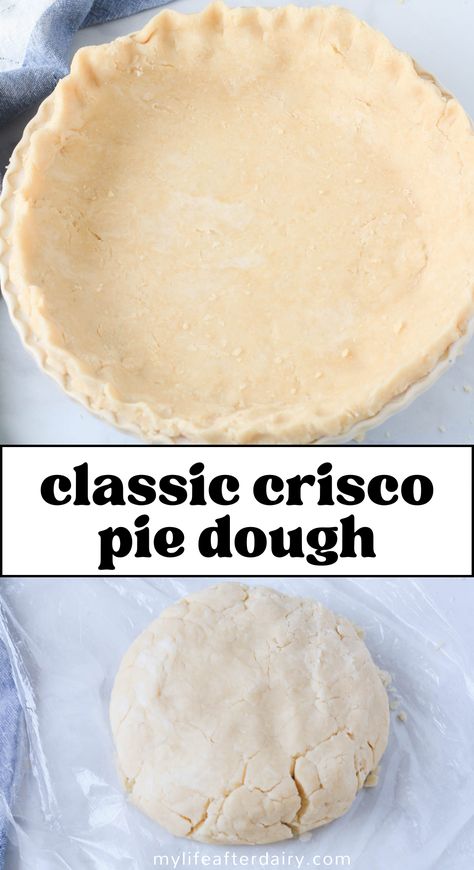 Dive into the world of holiday baking with this easy Crisco Pie Dough and Pie Crust recipe that's 100% dairy-free! Whether you're lactose intolerant or just love a delicious, flaky pie crust, this recipe is your perfect baking companion for the festive season. So, pull out your rolling pins, gather your loved ones and let's create some dreamy pies! This simple pantry-staple recipe makes a quick and easy pie crust in minutes. Crisco Pie Crust Recipe, Crisco Pie Crust, Homemade Pie Dough, Best Pie Crust Recipe, Pastry Dough Recipe, Pie Crust Uses, Flaky Pie Crust Recipe, Thanksgiving Casserole, Pie Crust Recipe Easy