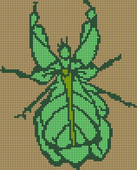 Alpha pattern #164063 Leaf Alpha Pattern, Bug Alpha Pattern, Bug Cross Stitch, Leaf Bug, Insect Species, Free Chart, Natural Science, Tapestry Crochet Patterns, Crochet Tapestry