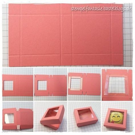 Stampin Up Anleitung, Paper Box Diy, Paper Box Template, Gift Box Template, Diy Picture Frames, Mini Pizza, Diy Picture, Diy Gift Box, Diy Cardboard