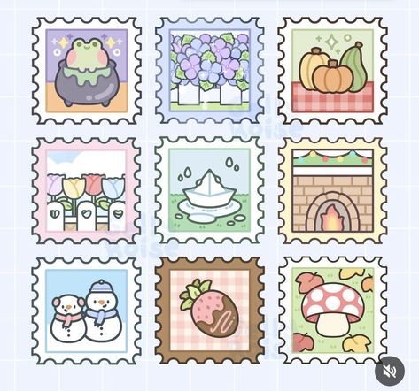 Aesthetic Stamp Stickers, Aesthetic Stamps Printable, Cute Stickers Printable Aesthetic, Cute Stickers Printable Kawaii Stamps, Printable Aesthetic Stickers, Printable Kawaii Stickers, Stickers Aesthetic Printable, Book Cover Page Design, Sticker Design Inspiration