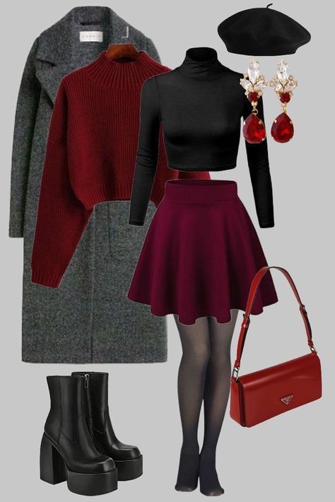 Winter Dress Skirt Outfits, Colorful Cold Outfits, Cool Tone Fall Outfits, Skirt Looks Winter, Smart Casual With Boots, Formal Cold Weather Outfits, Cute Winter Clothes For Women, Outfit Inspo Fall Aesthetic, Aline Outfits