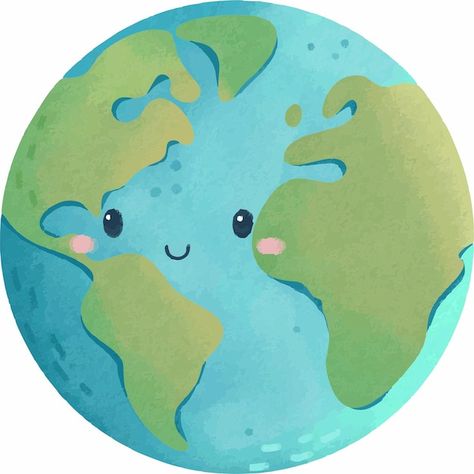 Illustration earth cartoon cute and ador... | Premium Vector #Freepik #vector #global #cute-earth #global-community #happy-earth-day Cute Earth Illustration, Earth Illustration Art, Earth Illustration Design, Earth Digital Art, Earth Day Illustration, Kawaii Earth, Earth Cartoon, Earth Day Pictures, Cartoon Earth