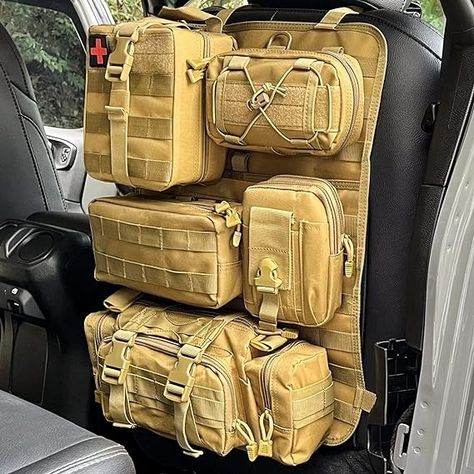 Amazon.com: Universal Tactical Vehicle Seat Back Organizer with 5 Detachable Molle Pouch, Medical Pouch, Phone Pouch, 3 Different Size Admin Pouch Vehicle Panel Organizer Storage Bag with Multi-Pocket : Sports & Outdoors Tactical Vehicle, Back Seat Organizer, Seat Back Organizer, Tactical Pouches, Molle Pouches, Molle System, Tactical Equipment, Tactical Backpack, Tactical Bag