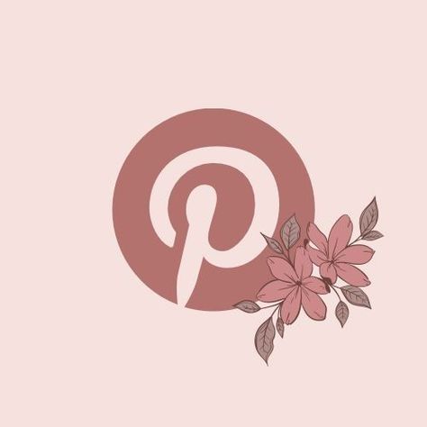 Aesthetic Pinterest Logo, Pinterest Icon, Brown Logo, Aesthetic Pinterest, Pinterest Logo, Pink Brown, Flowers, Pink