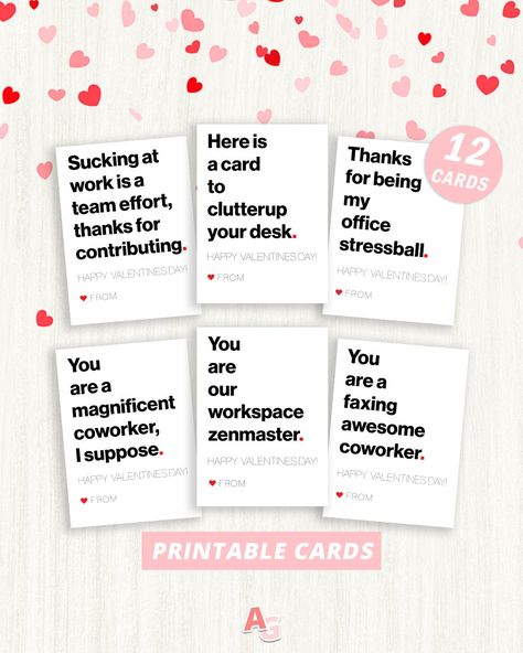 Workplace Valentines Cards, Valentines Cards For Coworkers Fun, Funny Work Valentines Cards, Funny Valentines Cards For Coworkers, Staff Valentines Day Ideas, Funny Coworker Valentines Cards, Co Worker Valentine Cards, Funny Valentines For Coworkers, Work Valentines Cards