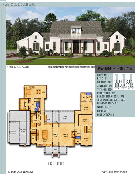 $800.00 House Plan 9 sets Split Bedroom Floor Plans Open Concept, 2500-3000 Sq Ft House Plans, 2600 Sq Ft House Plans Open, 4 Bedroom Ranch House Plans Open Concept, 4000 Sq Ft House Plans, Large Mudroom, Open Concept Kitchen Dining, Open Concept House Plans, Large Front Porch