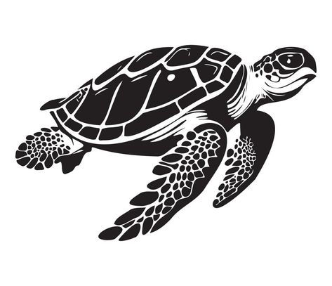 Turtle Icon, Tattoo Sea, Turtle Silhouette, Swimming Sea, Turtle Tattoo Designs, Turtle Swimming, Underwater Animals, Turtle Tattoo, Turtle Art