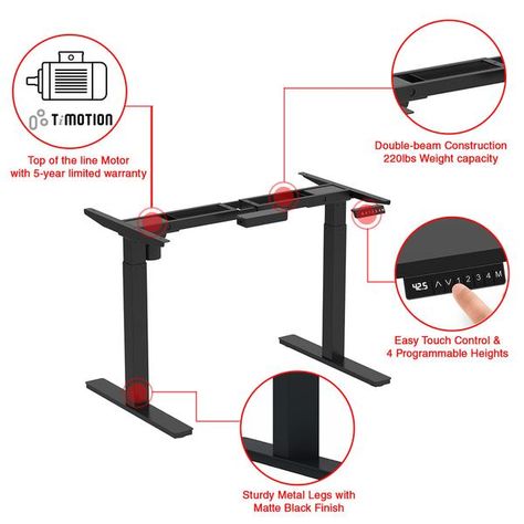 Clevr Single Motor Electric Stand Up Desk Frame Workstation,  Ergonomic Standing Height Adjustable Base, Desk Frame & Table Top Bundle-Multiple Color Options Desk Base, Standing Work Station, Height Adjustable Workstation, Gate Wall Design, Living Room Furniture Styles, Electric Standing Desk, Stand Up Desk, Shower Seats, Office Workstations