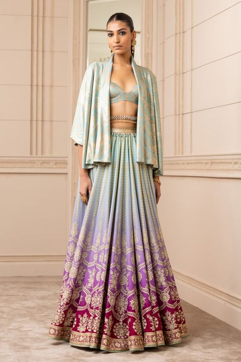 Buy Tarun Tahiliani Green Chanderi Floral Print Lehenga And Cape Set Online | Aza Fashions Green Floral Lehenga, Trending Lehenga Designs, Tarun Tahiliani Lehenga, Floral Print Lehenga, Print Lehenga, Cape Set, Lehenga Crop Top, Sabyasachi Lehenga, Floral Lehenga