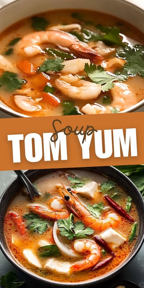 Tom Yum Soup is a classic Thai dish featuring bold, spicy, and sour flavors that are incredibly satisfying! 🍤🌶️ Made with shrimp, mushrooms, and a flavorful broth, this soup is perfect for warming up on a chilly day or when you’re craving something light yet packed with flavor.

📌 Pin this recipe to enjoy the bold and spicy flavors of homemade Tom Yum soup!
#TomYumSoup #ThaiCuisine #SpicySoups #FlavorfulBroth #EasyRecipes #ShrimpSoup Spicy Tom Yum Soup, Chicken Tom Yum Soup Recipe, Tom Yum Soup Recipe Thai, Shrimp Mushrooms, Tom Yum Soup Recipe, Thai Shrimp, Tom Yum Soup, Shrimp Soup, Tom Yum