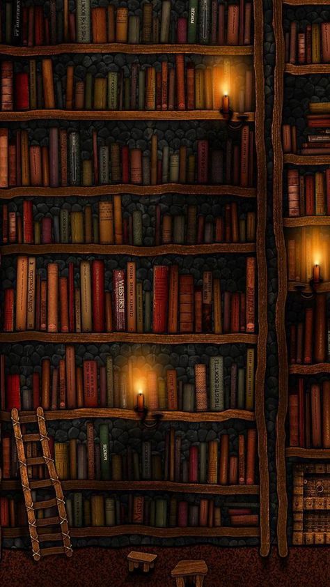 Bookshelves, Phone Wallpaper, Books