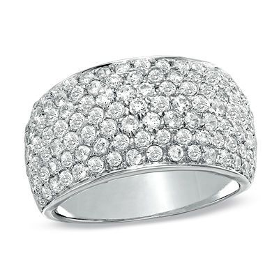 2.00 CT. T.W. Diamond Multi-Row Band in 10K White Gold Wide Diamond Bands, Jewelry Inventory, Peoples Jewellers, Local Jewelry, White Gold Band, Anniversary Bands, Diamond Stone, 10k Gold, Diamond Bands