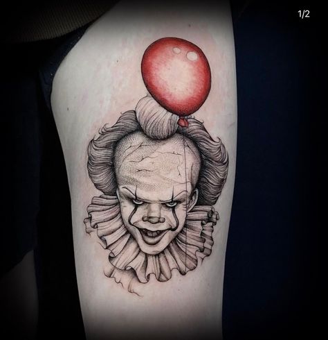 Pennywise Traditional Tattoo, Penny Wise Tattoo Stencil, Small Pennywise Tattoos, Pennywise Tattoo Ideas, Pennywise Tattoo Small, Original Pennywise Tattoo, Pennywise Tattoo Stencil, It Tattoo Stephen King, Pennywise Photo