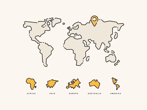 Illustrated Map Of The World for jrny.de by Franziska Volmer on Dribbble Maps Illustration Design, Map Logo, Global Map, World Map Design, Infographic Map, Map Of The World, Modern Map, Youtube Logo, Minecraft Art