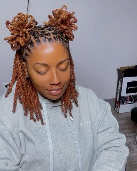 Keshia Davis on Instagram: "Pedal buns with 2 strand twist 😍  ( I started my clients locs 3yrs ago )   #starterlocsatl #starterlocjourney #instantlocsatlanta #atlantadreads #atlantadreadlocks #locstylesforwomen #locstylesformen #locs4life #shortlocstyles #dreadlocks #dreads #dreadstylesformen #dreadstylesforwomen #prettiflistylez" Two Strand Loc Styles For Women Short, Loc Homecoming Hairstyles, Flower Locs Style, Dreads For Women Black, Dreads Girl Hairstyles, Dread Colors Black Women, Instant Locs Styles, Loc Styles Woman, Short Dreadlocks Hairstyles For Women