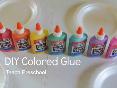 DIY Colored Glue by Teach Preschool Teach Preschool, Glue Art, Preschool Colors, Elmer's Glue, Liquid Watercolor, Washable Markers, School Supply, Teaching Preschool, Preschool Fun