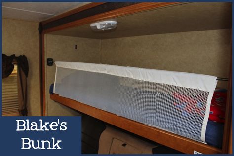 Camper Bunk Beds, Rv Bunk Beds, Camper Inspiration, Bunk Bed Safety, Diy Safety, Bed Net, Bed Guard, Hippie Living, Camper Organization