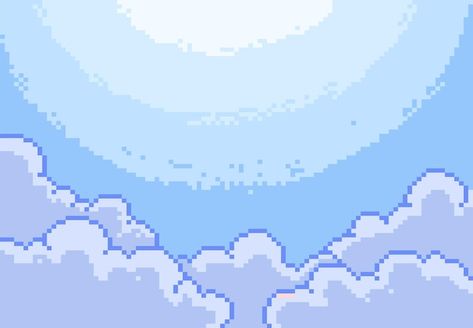 Blue sky cloud in pixel art style | Premium Vector #Freepik #vector #pixel-design #pixel-art #pixel #sky Pixelated Background Aesthetic, Pixel Style Wallpaper, Game Background Design Pixel Art, Pixel Blue Aesthetic, Light Blue Pixel Art, Pixel Blue Wallpaper, Blue Aesthetic Pixel, Cloud Banner Discord, Minimalist Art Style