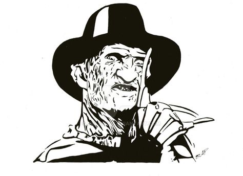 Freddy by Melski83 on DeviantArt Freddy Krueger Silhouette, Freddy Krueger Black And White, Freddy Krueger Stencil, Freddy Krueger Tattoo Stencil, Horror Movies Drawing, Freddy Krueger Painting, Freddy Krueger Drawing, Freddy Krueger Tattoo, Freddy Krueger Svg