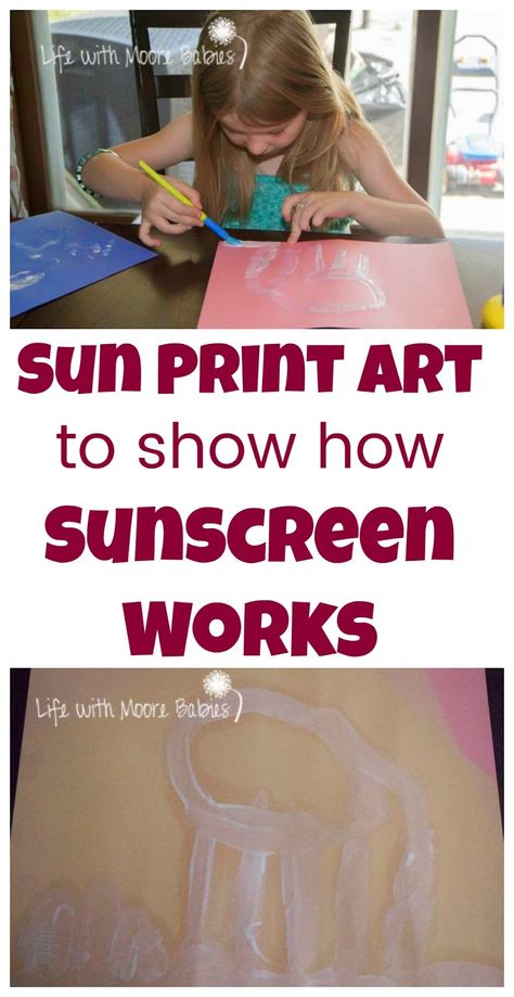 A twist on classic sun prints using sunscreen Also acts as an experiment to explain the function of sunscreen to kids! Sun Safety Activities, Sun Activity, Summer Safety, Sun Prints, Summer Preschool, Preschool Science, Crafty Kids, Homeschool Science, Oil Pastels