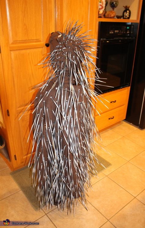 Homemade Porcupine Costume - 2016 Halloween Costume Contest Diy Hedgehog Costume, Porcupine Costume Diy, Hedgehog Costume Diy, Porcupine Costume, Animal Costumes For Adults, Hedgehog Costume, Narnia Costumes, Winnie The Pooh Costume, Kapok Tree