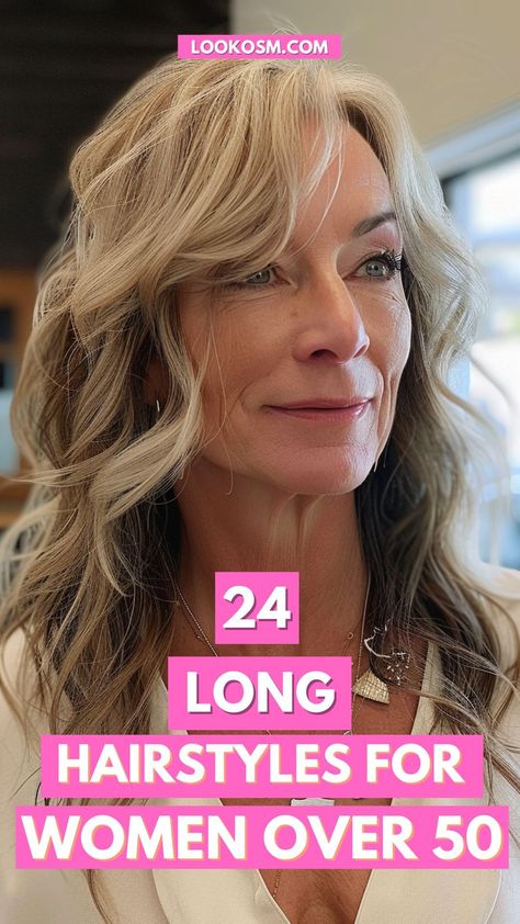 24 Long Hairstyles for Women Over 50 to Look Younger Long Hairstyles For Women Over Fifty, Long Curly Hair For Women Over 50, Over 50 Hairstyles For Women Long, Long Blonde Hair Styles For Women Over 50, 50 Year Old Long Hairstyles, 55 Year Old Women Hair, Long Hair Styles With Layers For Over 50, Long Hairstyles For Women Over 50, Long Hair 50 Year Old Women