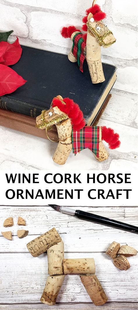 horse-ornaments-pnn Cork Horse Ornament, Horse Christmas Decorations Diy, Horse Crafts For Adults, Christmas Horse Crafts, Diy Horse Ornaments Ideas, Diy Horse Christmas Ornaments, Diy Horse Ornaments, Horse Themed Crafts, Easy Horse Crafts